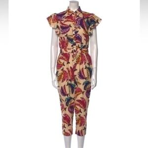 FARM Rio Banana Bunch Frilled-Sleeve Multicolor Jumpsuit